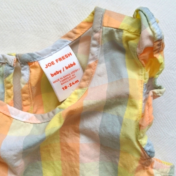 joe fresh eyelet cotton peplum top pastel picnic gingham 18-24 months baby girl - Picture 2 of 6